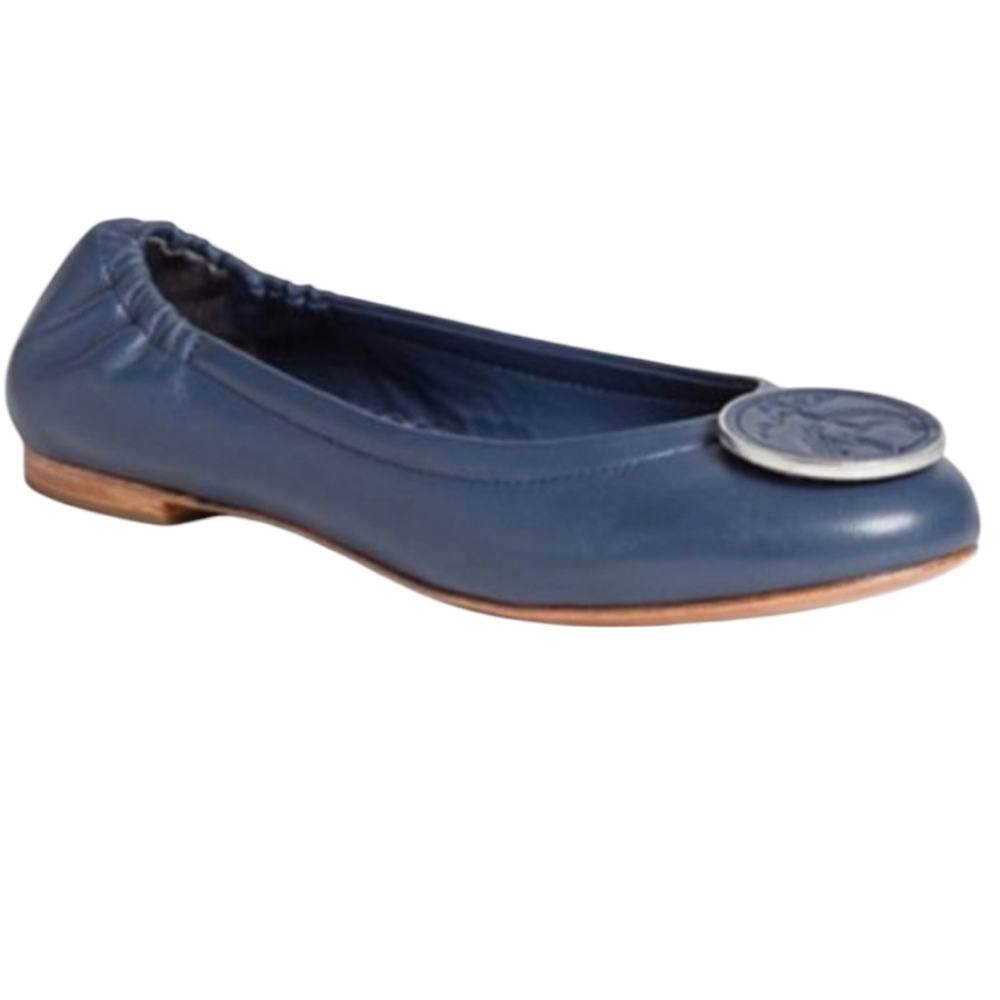 Navy blue medallion flats